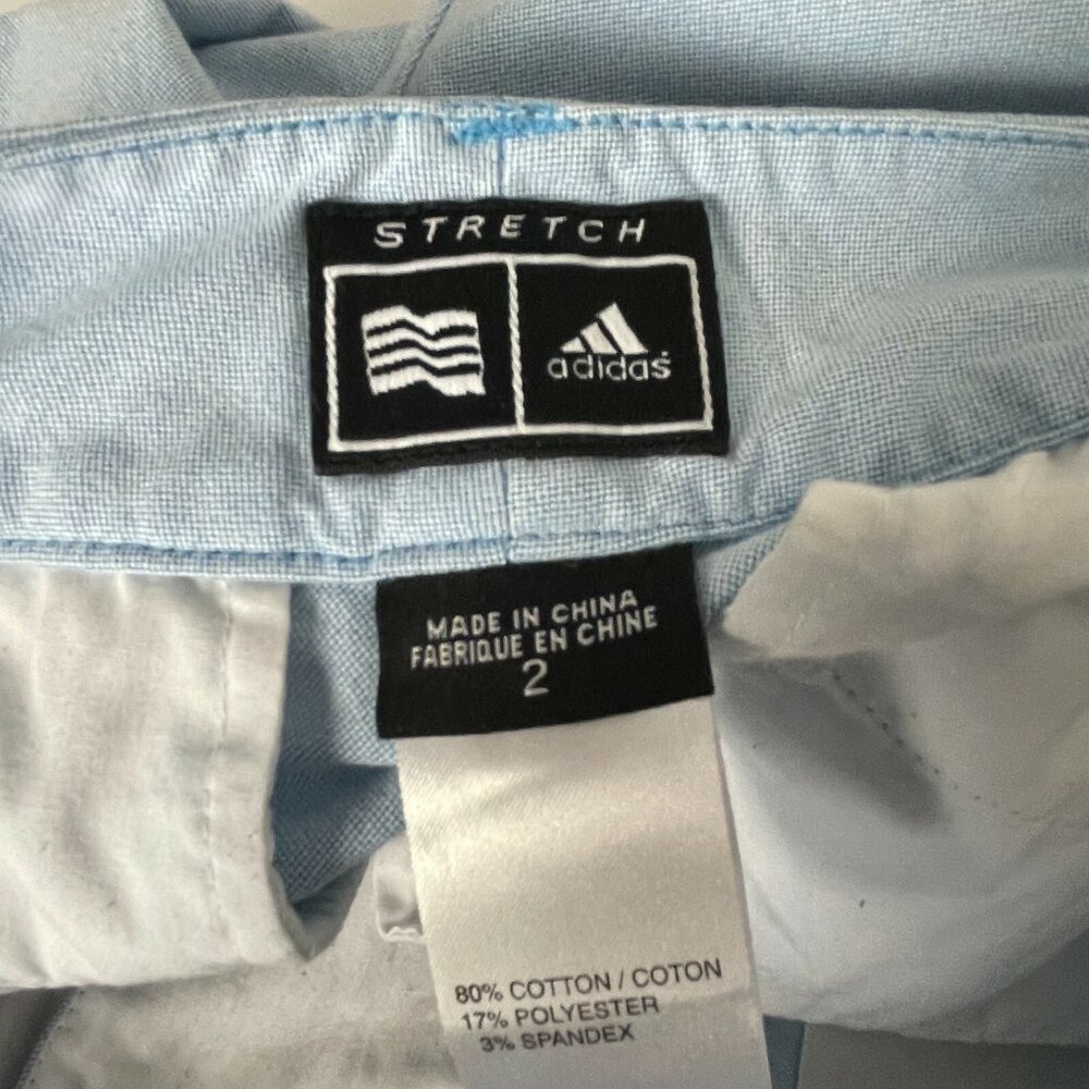 Adidas Women's Light Blue Flat Front Stretch Bermuda Walking Shorts - Size 2 - Picture 5 of 5